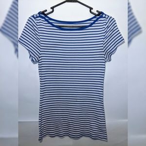 ‼️‼Old Navy Striped Tee w/ Shoulder Buttons | Blue